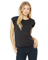 Ladies' Flowy Muscle T-Shirt with Rolled Cuff